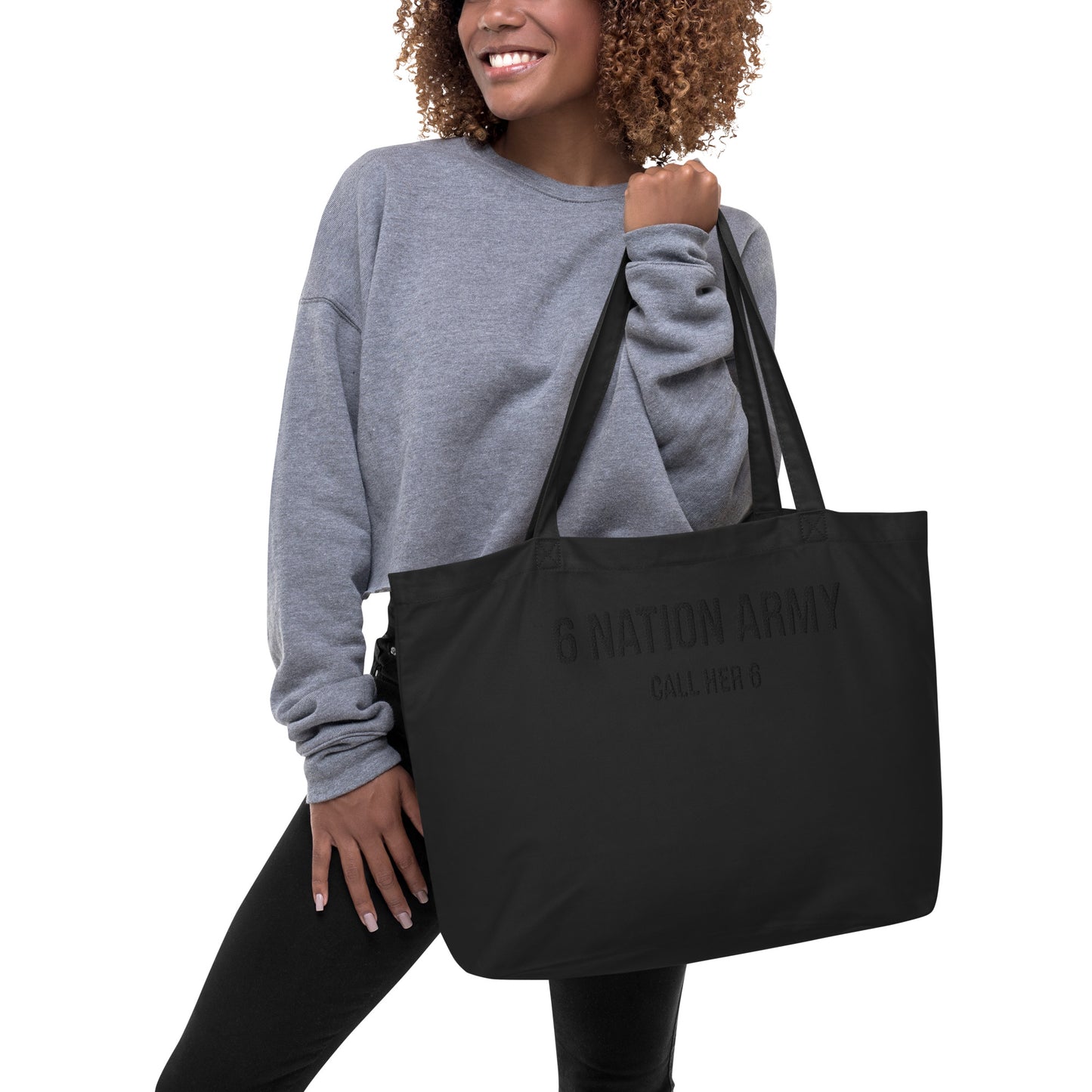 6 NATION ARMY Organic Tote (Black-on-Black)